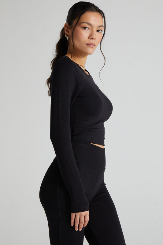 Contour Crop Top- Jet Black