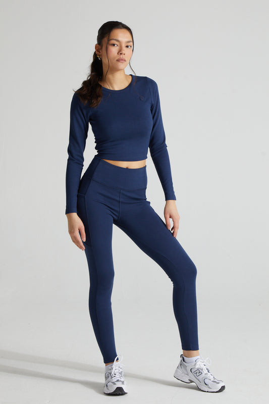 Contour Crop Top- Midnight Blue