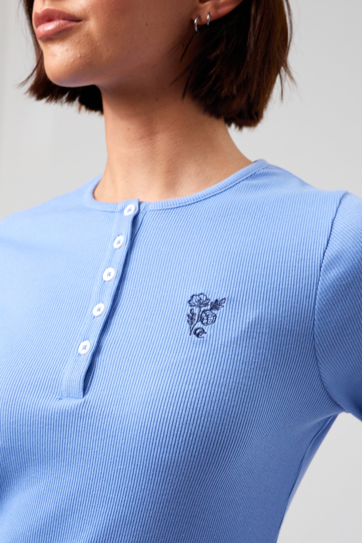 Flower Long Sleeve T-shirt - Periwinkle