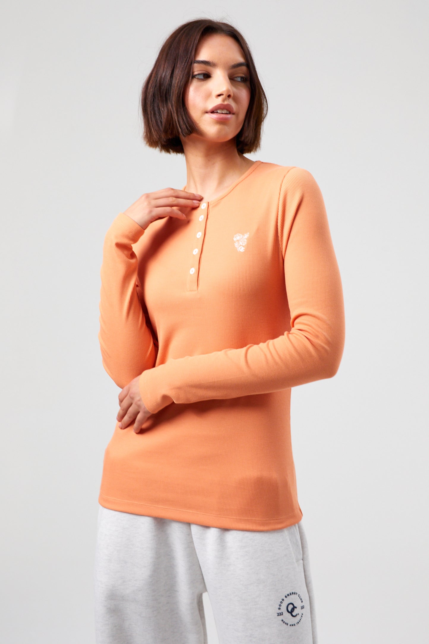 Flower Long Sleeve T-shirt - Coral Silk