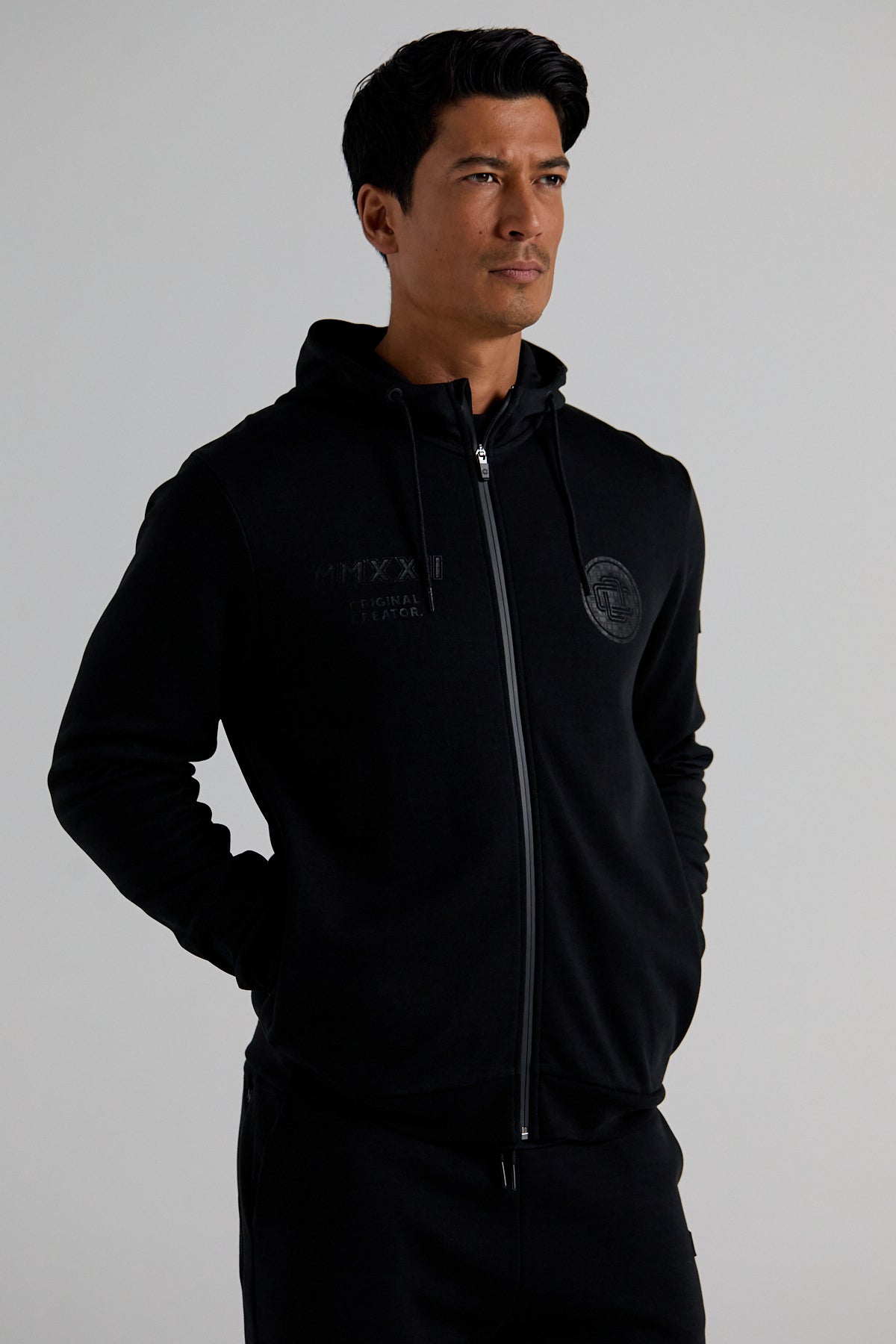 Essential Track Zip Hoodie - Jet Black